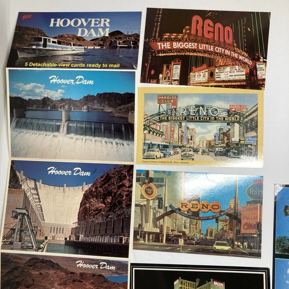 Vtg Postcards Nevada:‎ Reno, Carson City, Laughlin Cards and Hoover Dam Folder